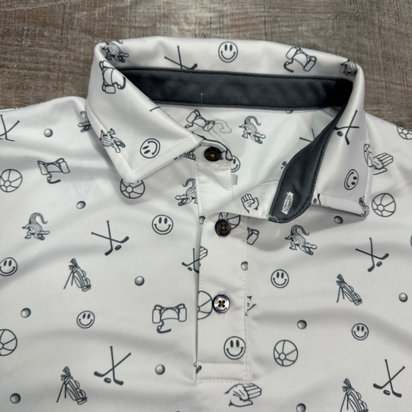 Swannies Chubbs Polo All Over Print Fog Navy Lightweight Stretch Men's Size S - Picture 6 of 12